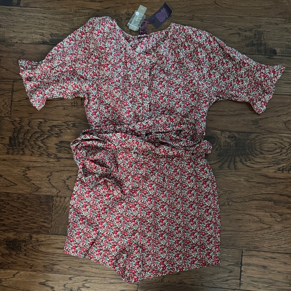 J. Crew Red Floral Jumpsuit